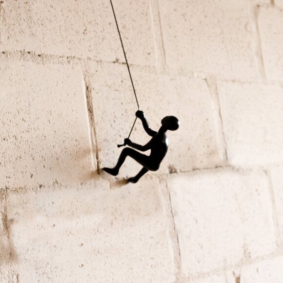 Climbing Man Home Decor Classic Wall-Art Sculpture | 1-Piece | Black - Picture 2 of 5